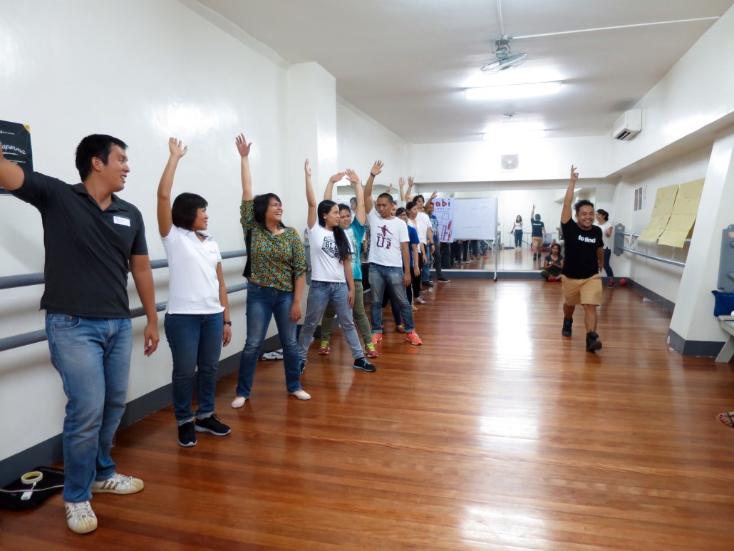 Raf and the other participants form a line as we did our best to test the limits of our voices